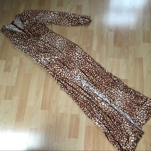 *Alexis One Sleeve High Slit Leopard Print Maxi - Picture 3 of 9